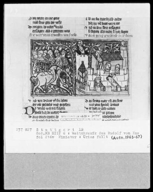 Weltchronik - Bruder Philipp — ---, Folio 1recto-256recto---, Folio 1recto-256rectoUrias fällt in der Schlacht, Folio 216verso