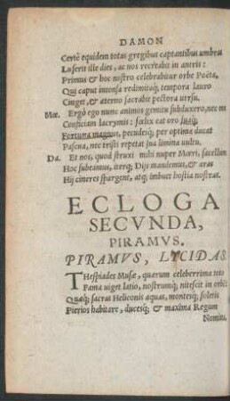 Ecloga Secunda, Piramus.