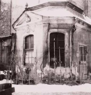 Dresden-Neustadt. Hauptstraße 17. Ansicht Wohnhaus, 1937, und Gartenpavillon, um 1714