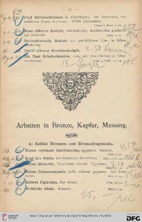 Arbeiten in Bronze, Kuper, Messing (Nr. 356-