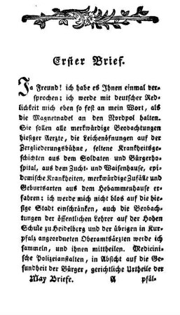 1. Gegenstand und Absichten dieser medizinischen Briefen.
