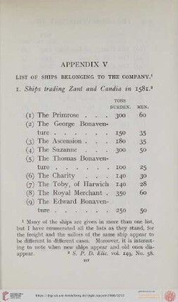 Appendix V: List of ships belonging to the company