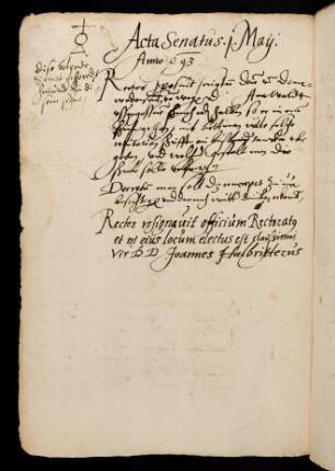 Sommerhalbjahr 1593. Rektorat Johann Halbritter