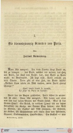 I. Die vierundzwanzig Stunden von Paris (Julius Rodenberg)