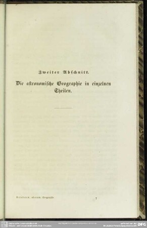 Zweiter Abschnitt. Die astronomische Geographie in einzelnen Theilen