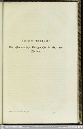 Zweiter Abschnitt. Die astronomische Geographie in einzelnen Theilen