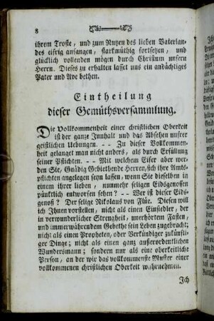 Eintheilung dieser Gemüthsversammlung.
