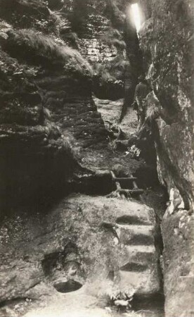Elbsandsteingebirge. Tümpelgrund. Strudelloch. Blick in die Klamm
