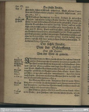 Der sechste Artickel. Von der Schöpffung