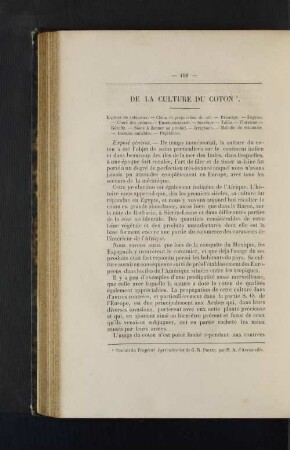 De La Culture Du Coton.