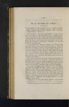 De La Culture Du Coton.