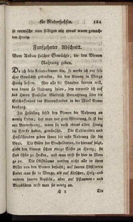 Funfzehnter Abschnitt. Vom Anbau solcher Gewächse, die den Bienen Nahrung geben