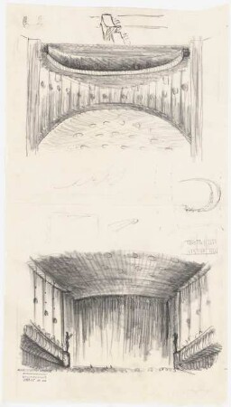 Stadttheater, Gelsenkirchen: Perspektivische Ansichten Bühne, Zuschauerhaus