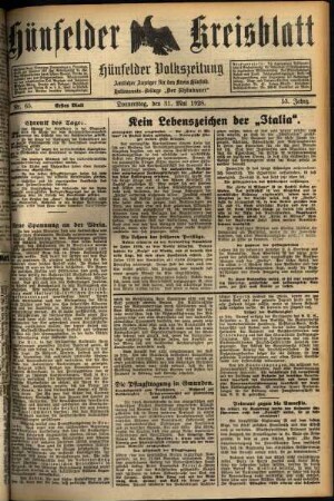 Erste Ausgabe vom Donnerstag, den 31. Mai 1928.