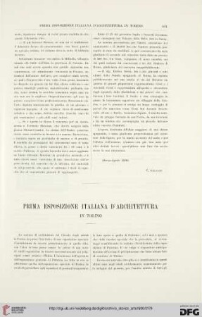Prima esposizione italiana d'architettura in Torino