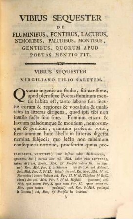Vibius Sequester De Fluminibus Fontibus Lacubus Nemoribus Paludibus Montibus Gentibus Quorum Apud Poetas Mentio Fit