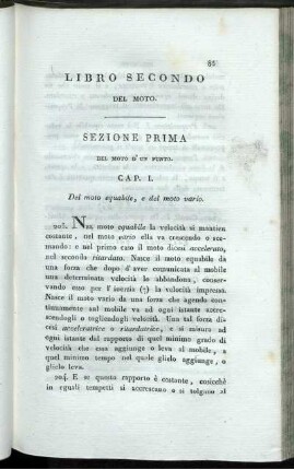 Libro Secondo Del Moto. Sezione Prima. Del Moto D'un Punto.