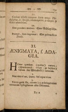 691-697, XI. Aenigmata, Adagia