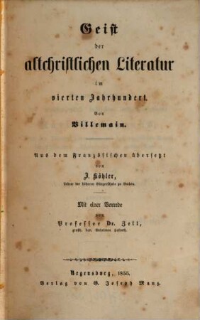 Geist der altchristlichen Literatur im vierten Jahrhundert