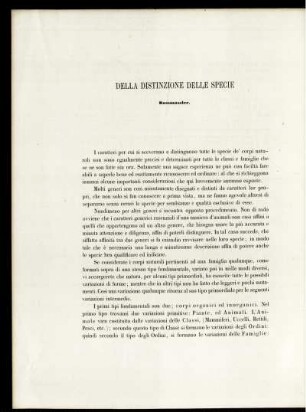 DELLA DISTINZIONE DELLE SPECIE