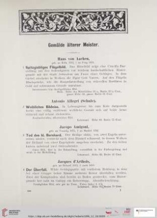 Gemälde älterer Meister (Nr. 1-135)
