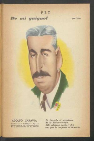 Adolfo Saravia, Secretario General de la Subsecretaria de Informaciones de la Presidencia de la Nación - [Caricatura] : De mi Guignol
