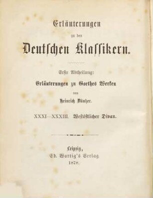 Goethes Westöstlicher Divan