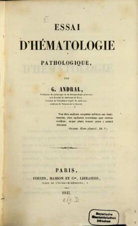 Essai d'hématologie pathologique