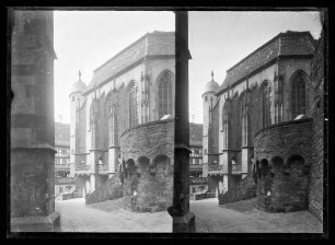 Kilianskapelle und Aufgang zur Burg von der Schulgasse aus (Doppelbild)