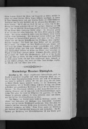 Auswärtige Vereins=Thätigkeit.