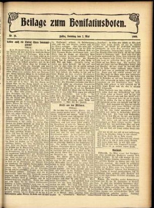 Zweite Ausgabe vom Sonntag, den 02. Mai 1909.