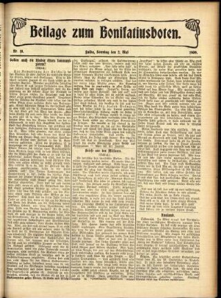 Zweite Ausgabe vom Sonntag, den 02. Mai 1909.