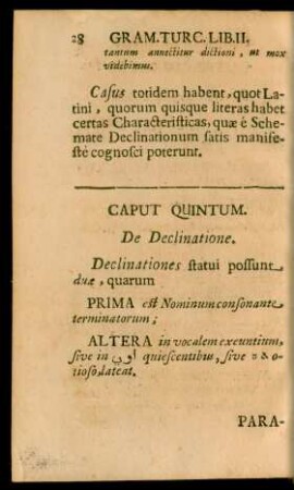 Caput Quintum. De Declinatione.