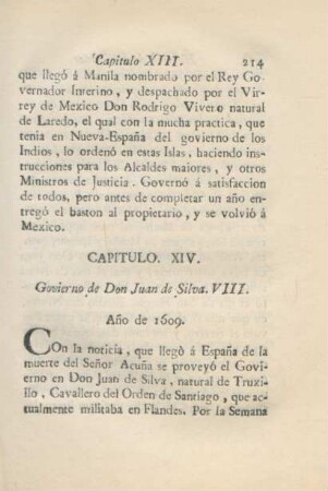 Capitulo XIV. Govierno de Don Juan de Silva. VIII.