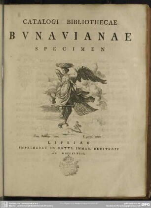 Catalogi Bibliothecae Bunavianae Specimen