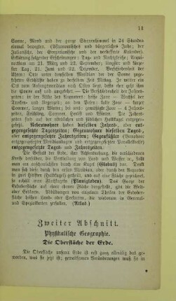 Zweiter Abschnitt. Physikalische Geographie