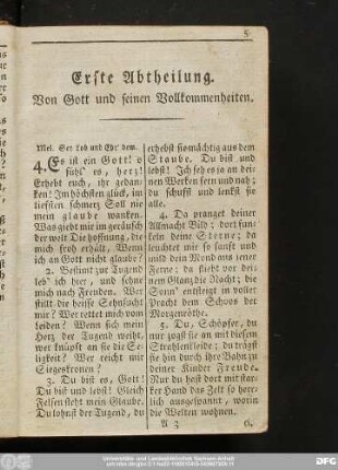 Erste Abtheilung. Von Gott und seinen Vollkommenheiten.