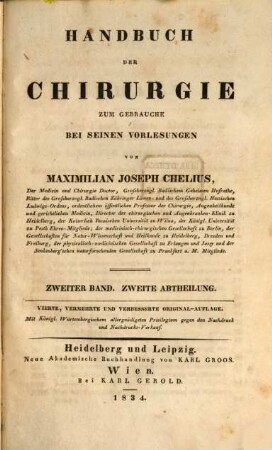 Handbuch der Chirurgie : zum Gebrauche bei seinen Vorlesungen, 2. Bd., 2. Abth.