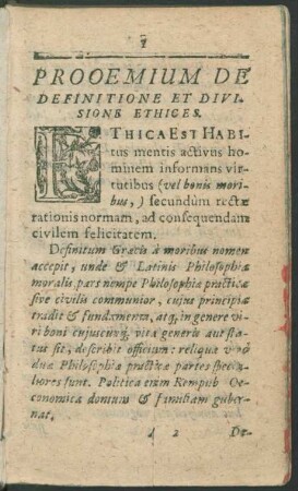 Prooemium De Definitione Et Divisione Ethicis.