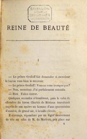 Reine de beauté : Par Adolphe Belot