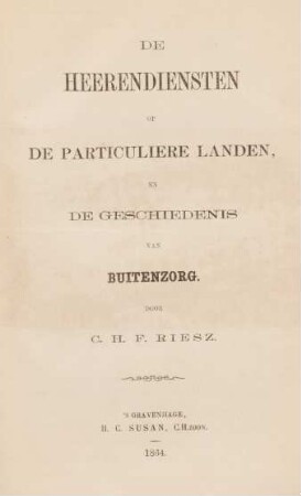 De heerendiensten op de particuliere landen en de geschiedenis van Buitenzorg
