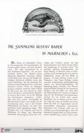 Die Sammlung Gustav Bader in Mülhausen i. Els.