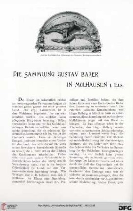 Die Sammlung Gustav Bader in Mülhausen i. Els.