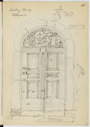 Limburger Dom: Ansicht, Details Portal (aus: Skizzen- und Fotoalbum 23)