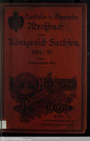 1.1894/95: Handels- und Gewerbe-Adressbuch vom Königreich Sachsen
