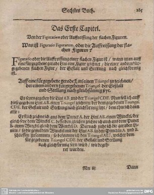 Das Erste Capitel. Von der Figuration oder Auffreissung der flachen Figuren.
