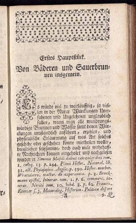 Erstes Hauptstück. Von Bäderen und Sauerbrunnen insgemein