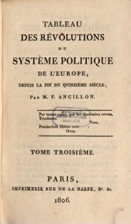 Tableau des révolutions du système politique de l'Europe : depuis la fin du quinzième siècle, 3