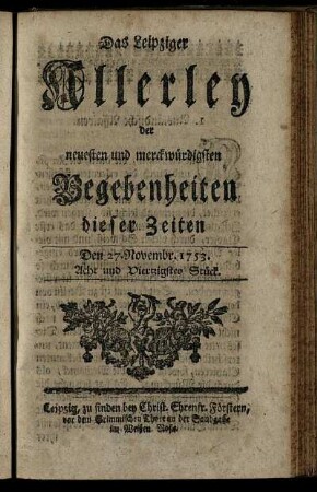 Den 27. Novembr. 1753. Acht und Viertzigstes Stück.