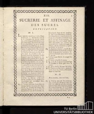 XIII Sucrerie et affinage des sucres. Explications.